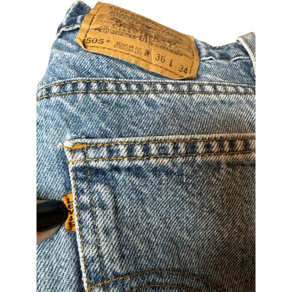 Levi's Vintage 505 Regular Fit Straight Leg Men's W36 L34 Orange Tag Denim Jeans - Picture 4 of 9